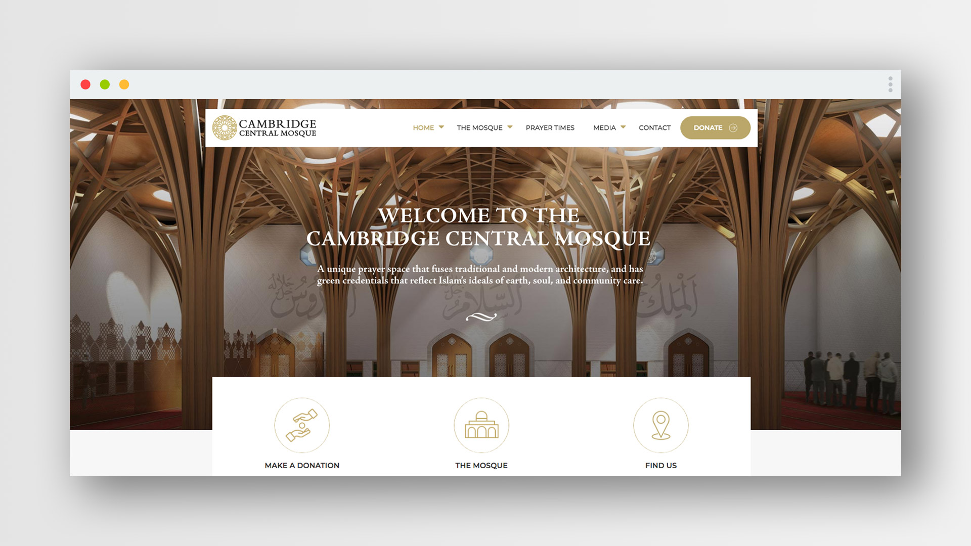 Custom Wordpress solution for Cambridge Mosque Trust.